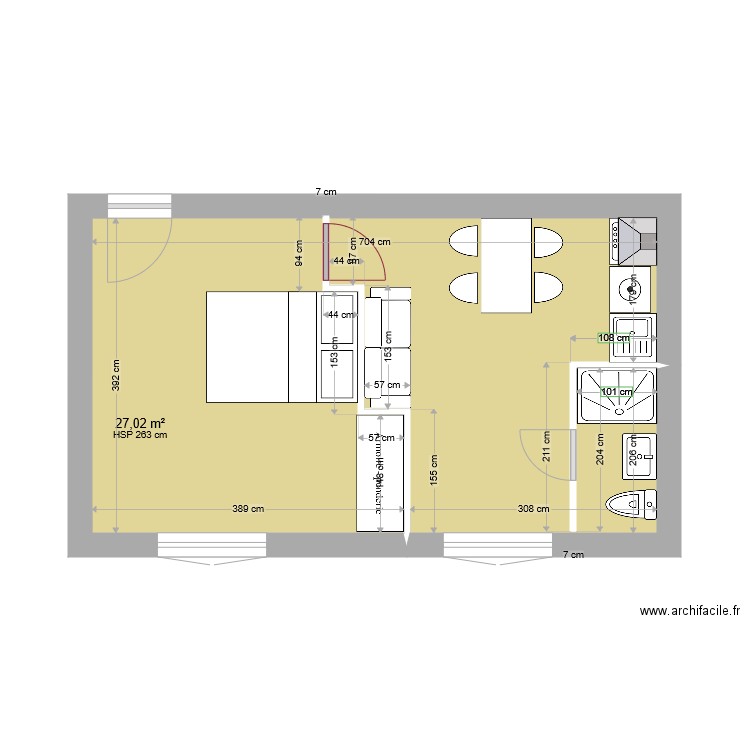 STUDIO VOLTAIRE FINAL11062021. Plan de 1 pièce et 27 m2