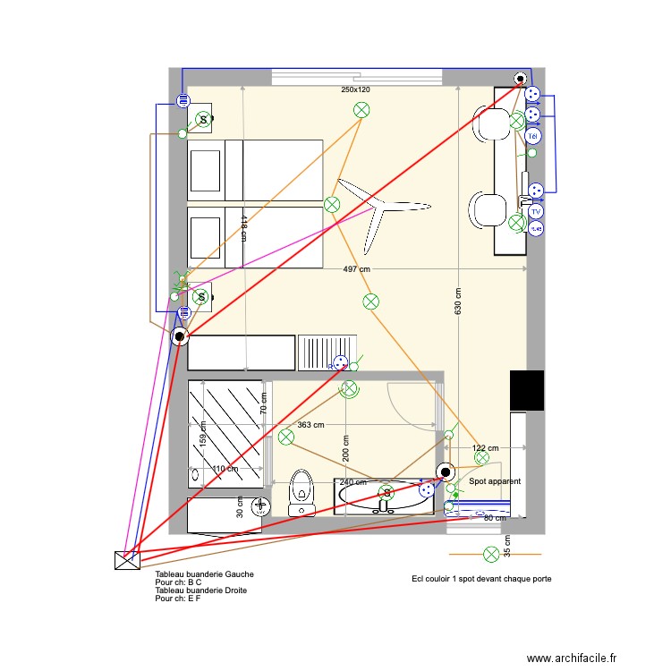 Chambre C arrière Etage 1 élec 22 02 20. Plan de 0 pièce et 0 m2