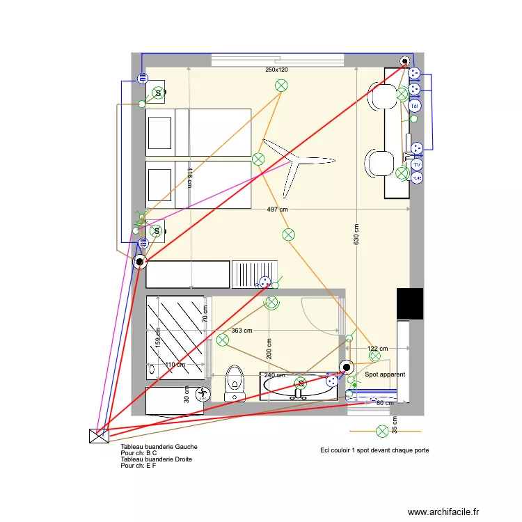 Chambre C arri&egrave;re Etage 1 &eacute;lec 22 02 20. Plan de 