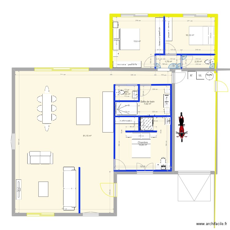 MAISON AVEC EXTENTION V02. Plan de 8 pièces et 161 m2