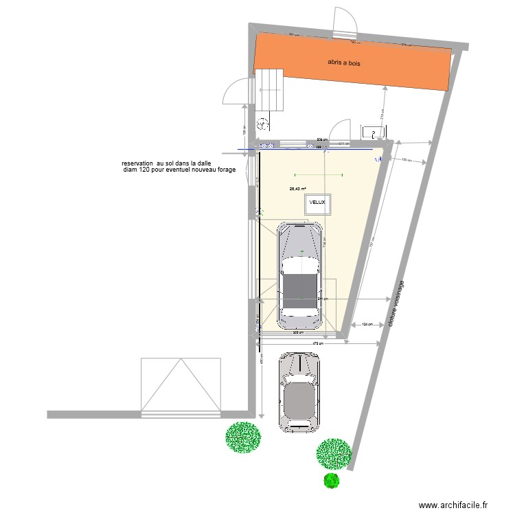 garage villelongue. Plan de 1 pièce et 28 m2