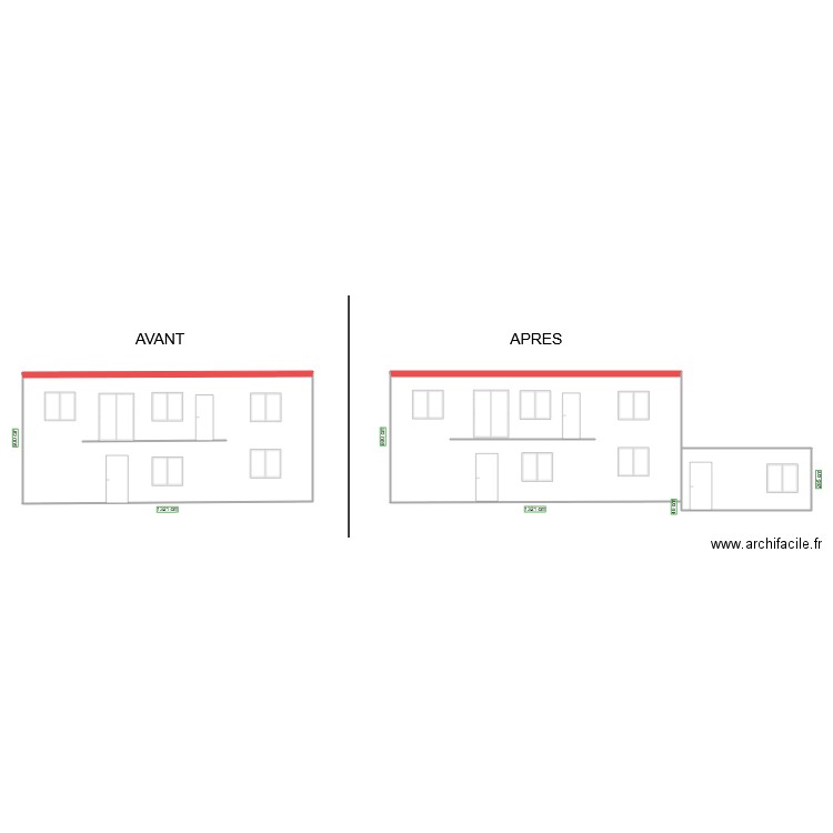 FACADE EST. Plan de 3 pièces et 165 m2