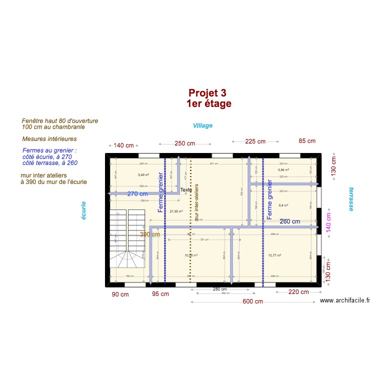 projet 3 du 1er étage. Plan de 0 pièce et 0 m2