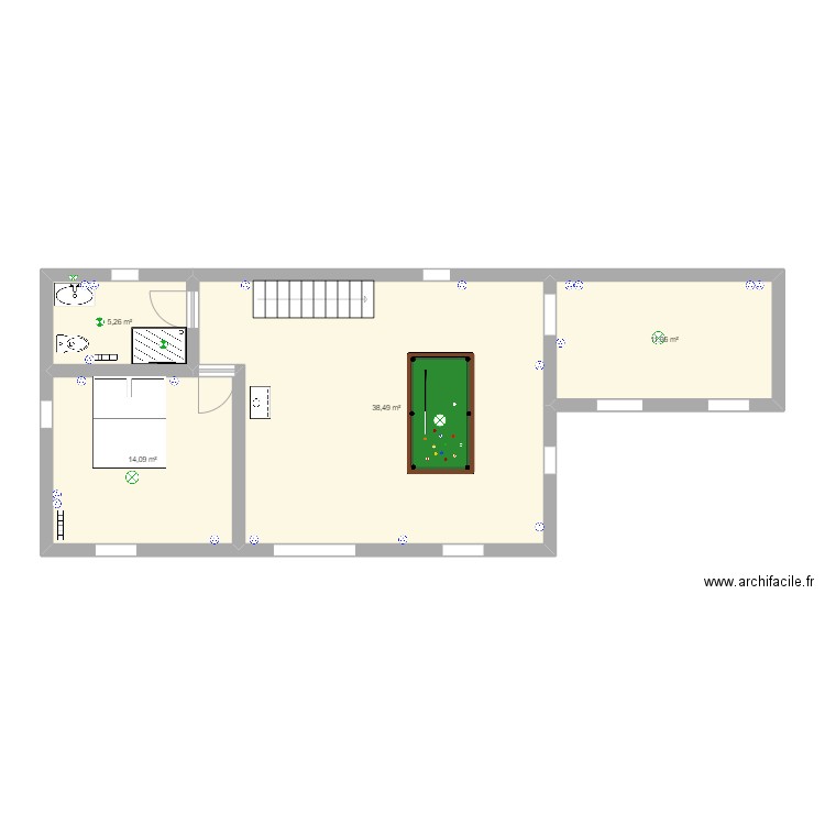 Maison Amis. Plan de 4 pièces et 70 m2