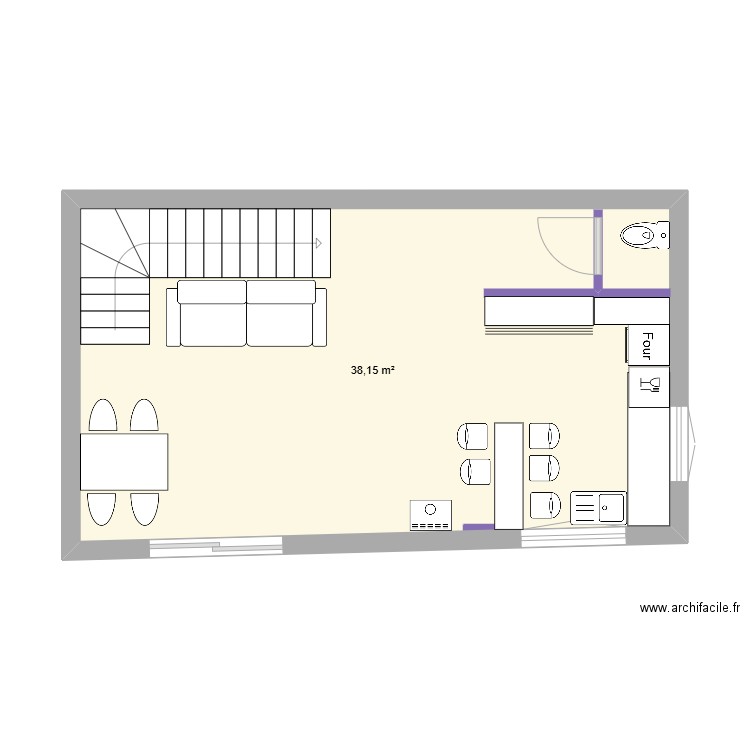MaDam gite bas. Plan de 1 pièce et 38 m2