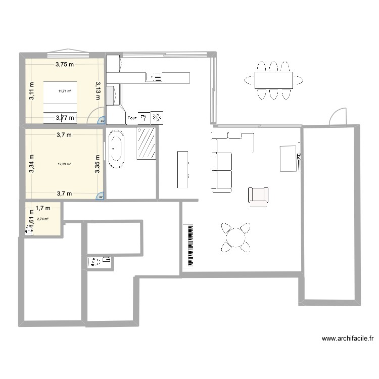 Charreau projet 2. Plan de 3 pièces et 27 m2