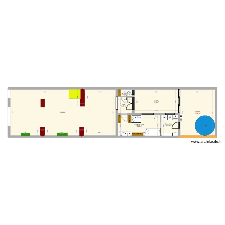 Maison RDC 15.02.26 pr&eacute;vision sanitaire. Plan de 0 pièce et 0 m2