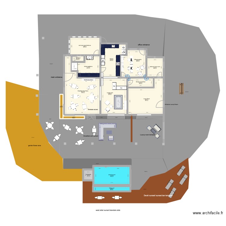 Main building 3 aloes guesthouse. Plan de 15 pièces et 210 m2