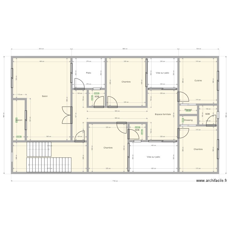 Cité avion. Plan de 62 pièces et 746 m2