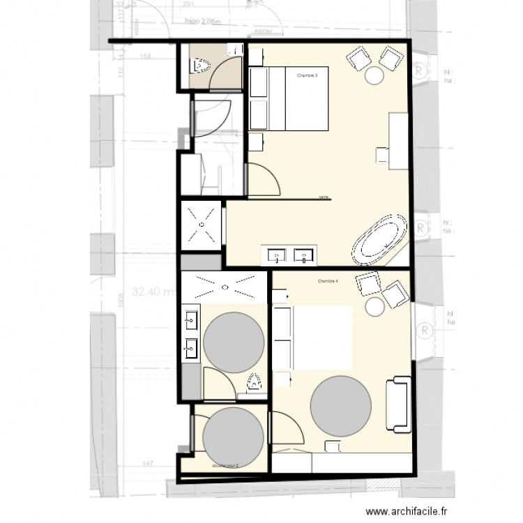 Chambre 3 et 4   Lisa Paunovitch   B. Plan de 0 pièce et 0 m2