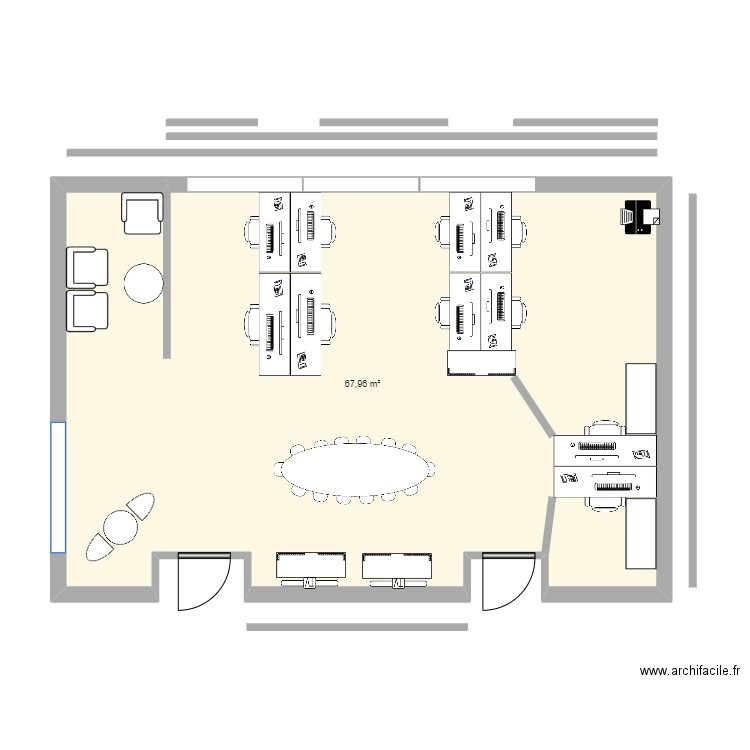 Aménagement TSV Aurillac V3. Plan de 1 pièce et 68 m2