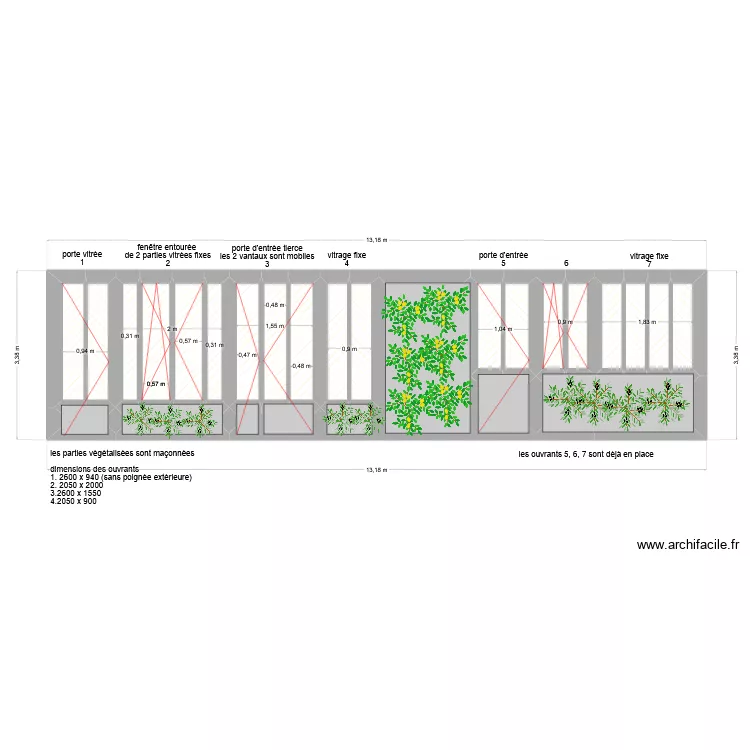 menuiserie fa&ccedil;ade. Plan de 
