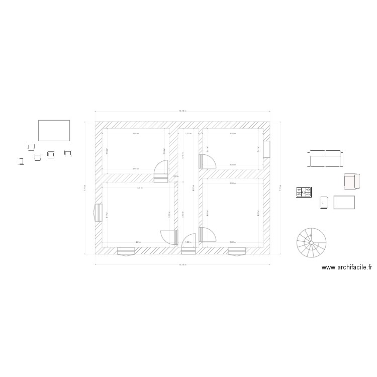 projet 14. Plan de 4 pièces et 57 m2