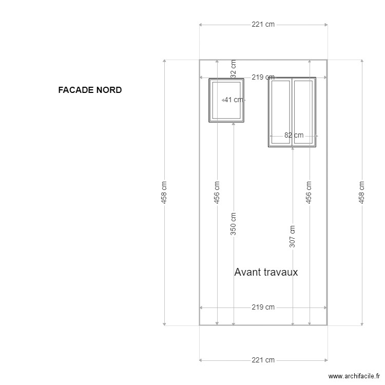 FACADE NORD (Avant Travaux). Plan de 1 pièce et 10 m2