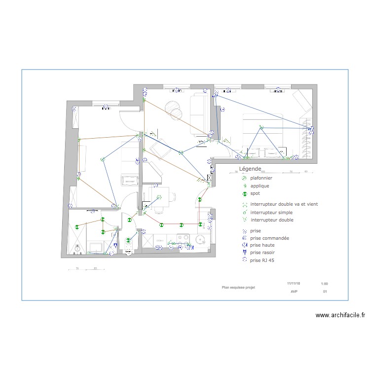 Cassette plan éléctrique. Plan de 0 pièce et 0 m2