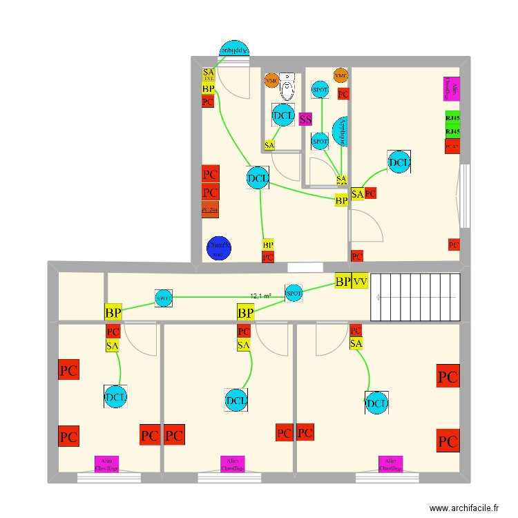 Brook R+1. Plan de 6 pièces et 79 m2