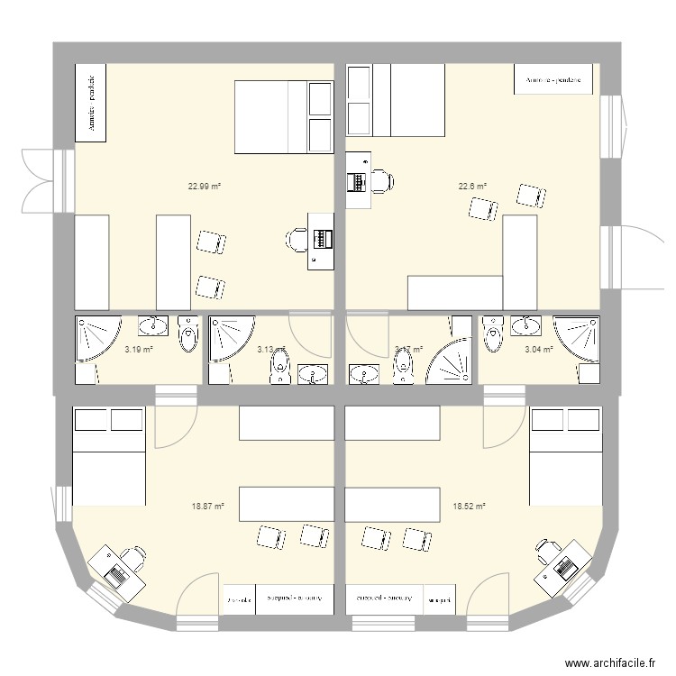 4 appart bas. Plan de 0 pièce et 0 m2