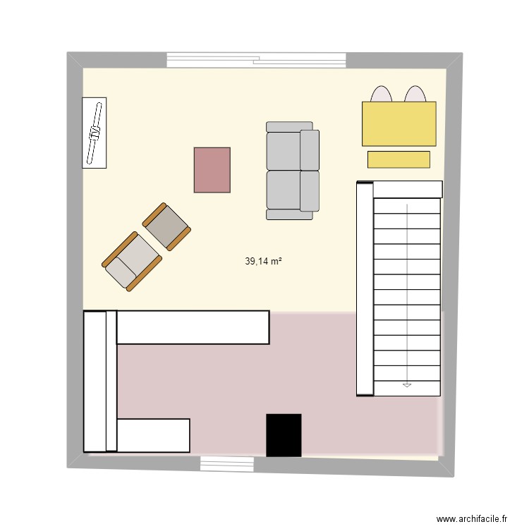 Bzzz Etage 2 3ème essai. Plan de 1 pièce et 39 m2