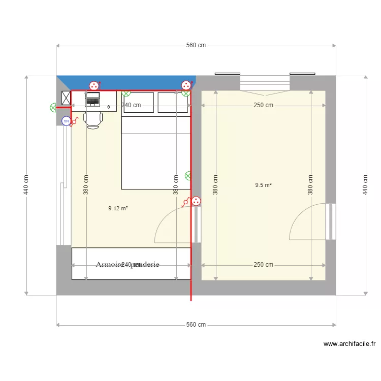 CHAMBRE 2. Plan de 