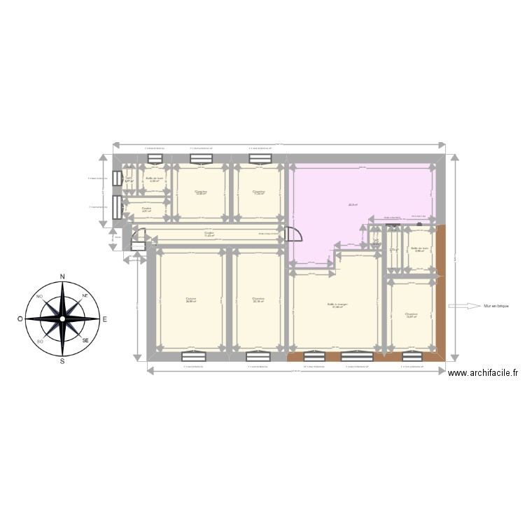 ZANONI . Plan de 14 pièces et 191 m2