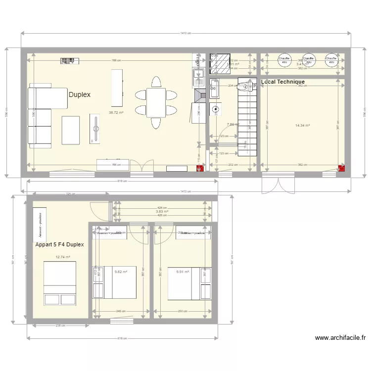 Le moulin 31 juillet 2019 Appart 5 F4 Duplex. Plan de 