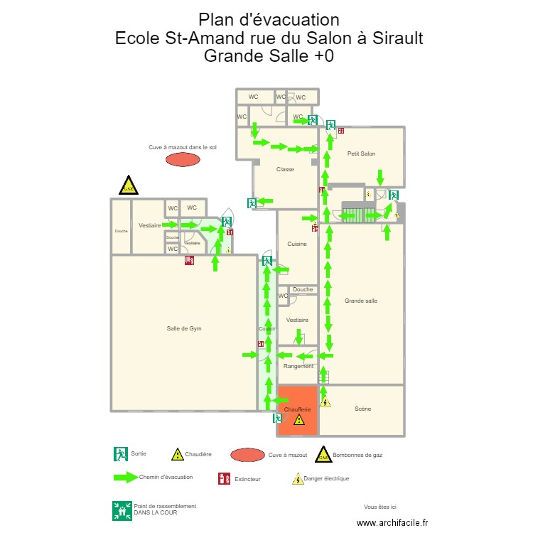 St Amand salle de gym. Plan de 32 pièces et 510 m2