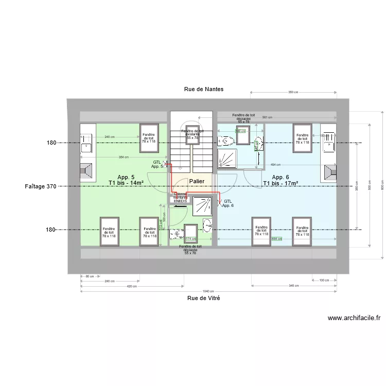 Nantes Etage 2 amenagement comble v3. Plan de 