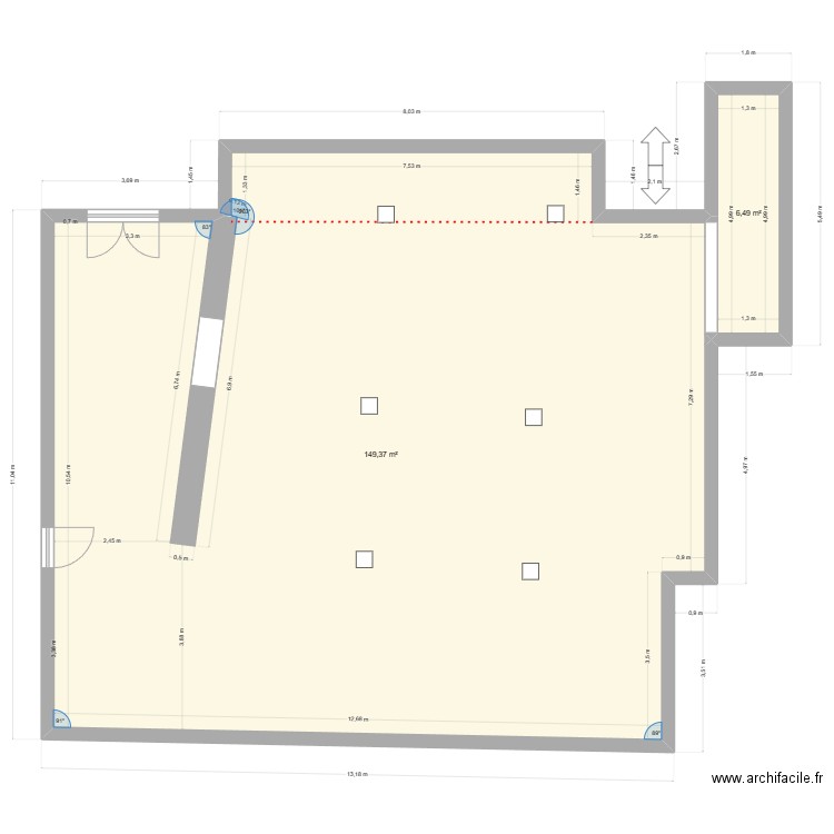 LS Piton. Plan de 2 pièces et 156 m2
