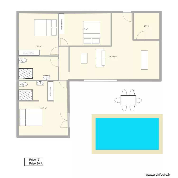  Maison Ti Caraibe VIERGE. Plan de 