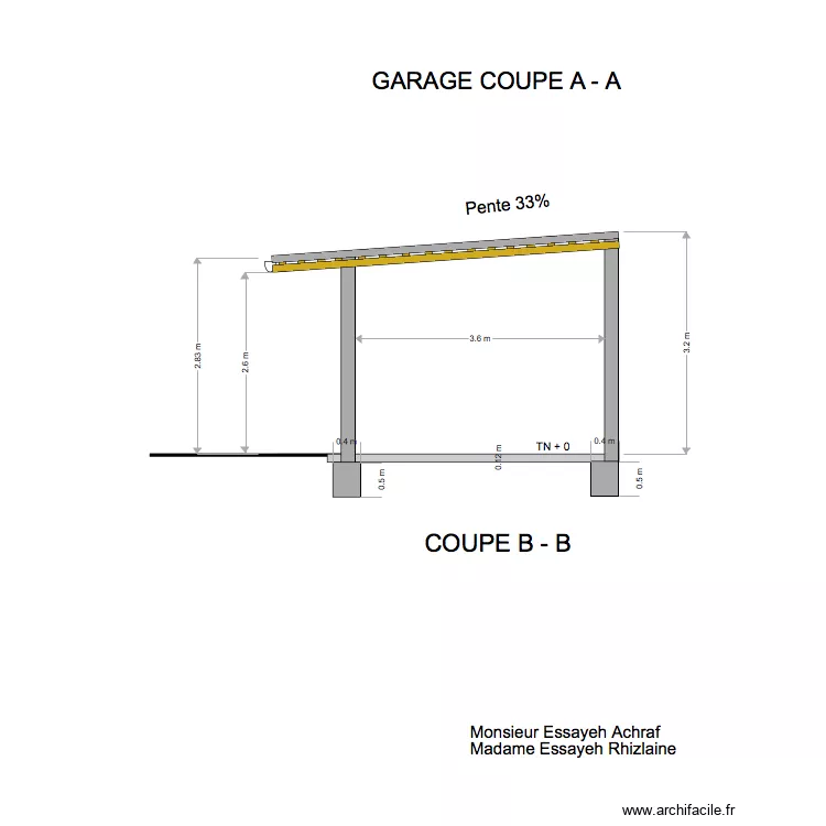 PLANS DE COUPE DU GARAGE. Plan de 