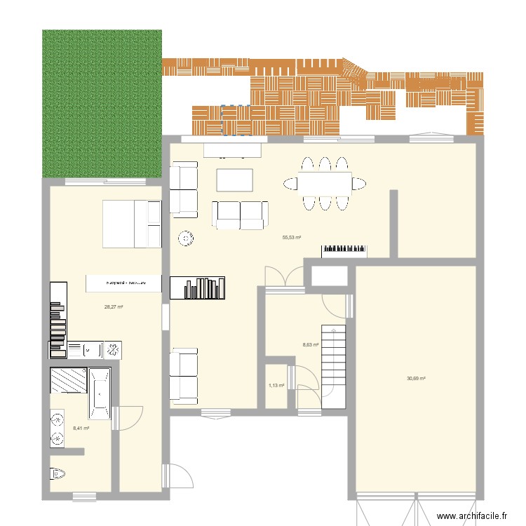 extension maison. Plan de 6 pièces et 133 m2