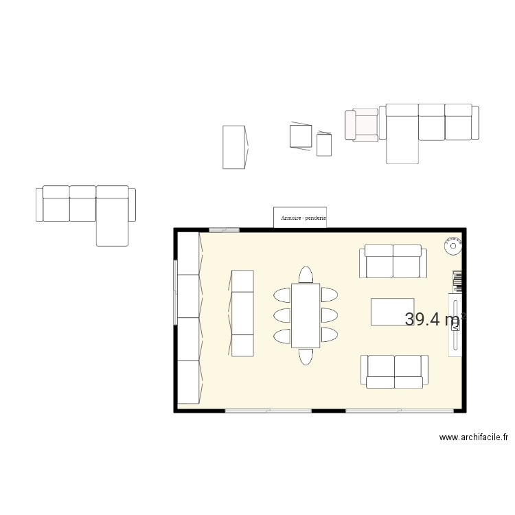 Cuisine salon 2. Plan de 0 pièce et 0 m2