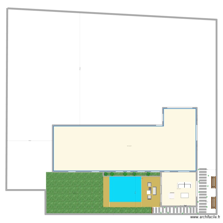 Projet extension. Plan de 2 pièces et 201 m2