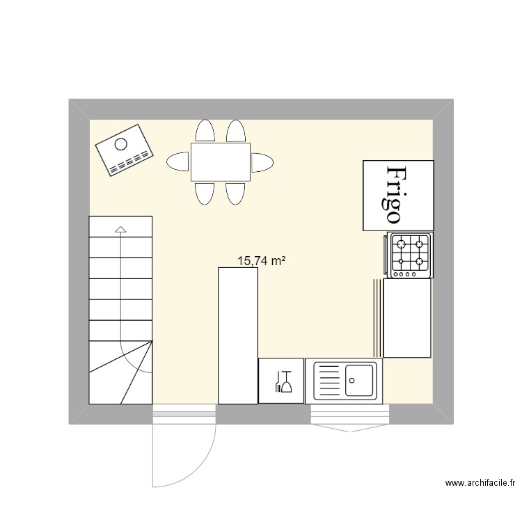 Gergueil. Plan de 1 pièce et 16 m2