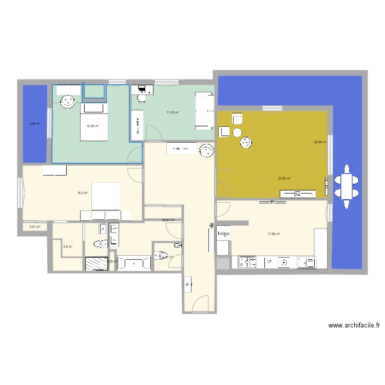 PlanDefinitif. Plan de 13 pièces et 147 m2