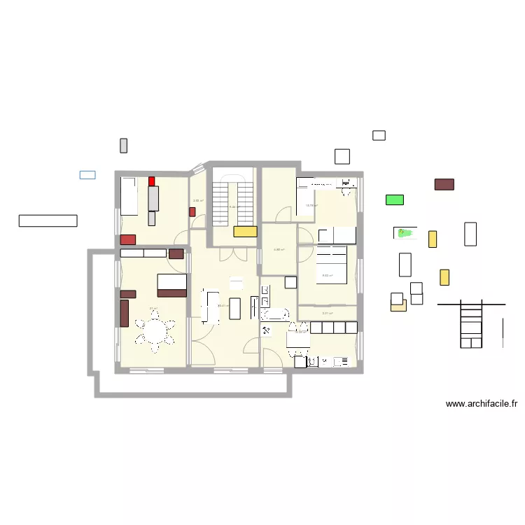 MAISON AVEC sdb dans cuisine. Plan de 