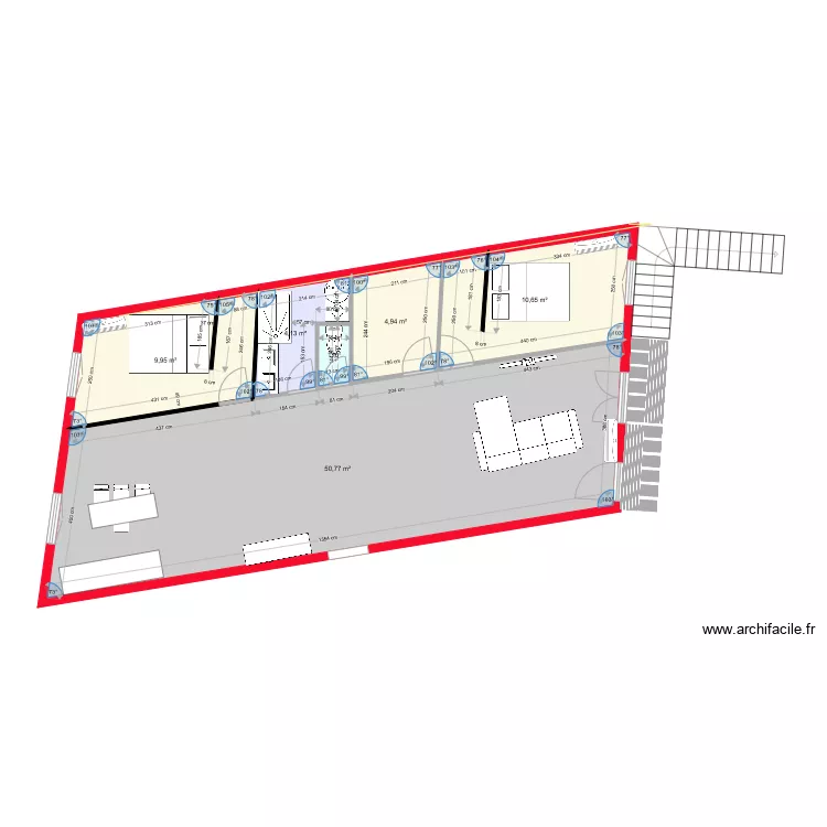 grand appart 3 ch VELUX JEJE vrai dimension sdb a voir. Plan de 
