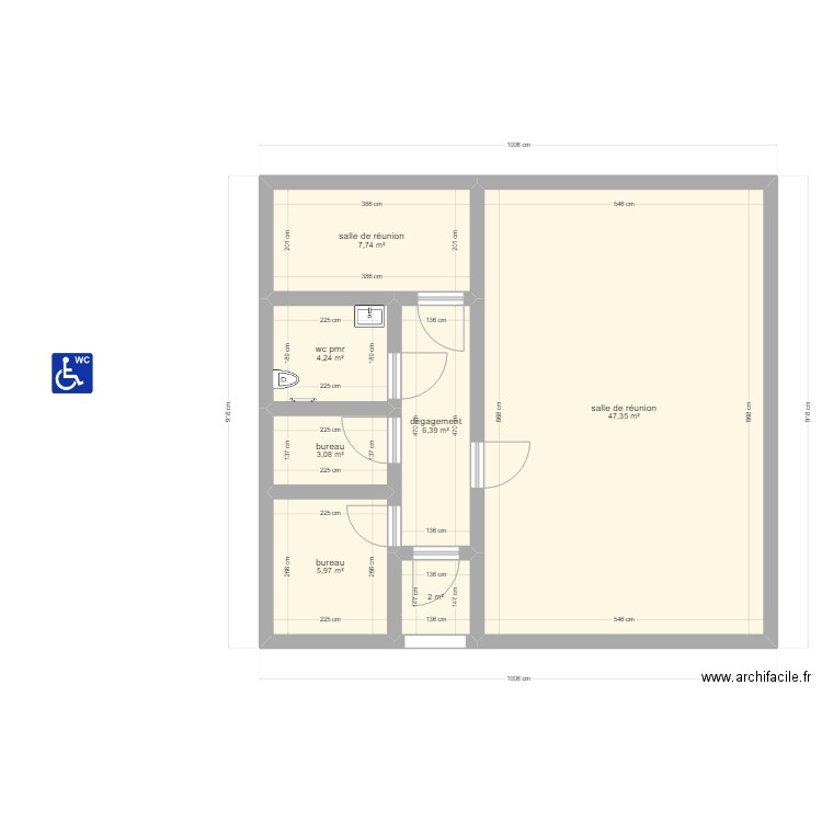 0130-0272 plan general. Plan de 7 pièces et 77 m2