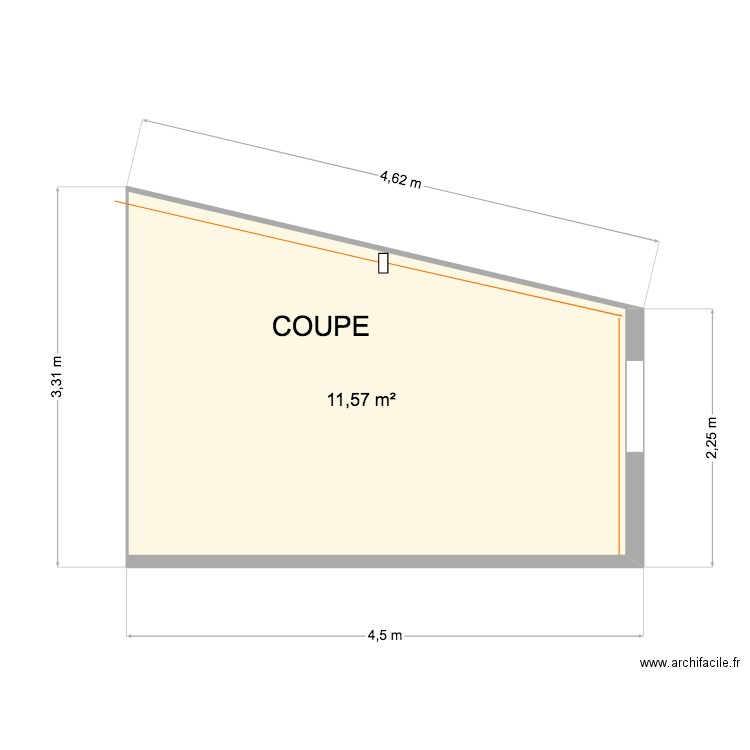 LORRAINE COUPE. Plan de 1 pièce et 12 m2