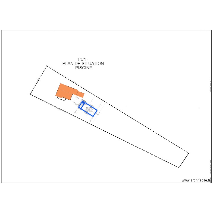 PC1- plan de situation piscine- APRES. Plan de 6 pièces et 58 m2