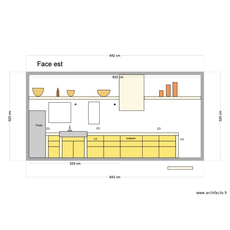 plan cuisine C. Plan de 1 pièce et 19 m2