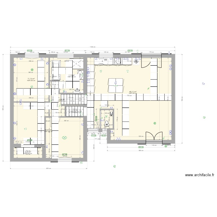 maussane 1 rdc sdbain2 baig carrellage. Plan de 7 pièces et 96 m2