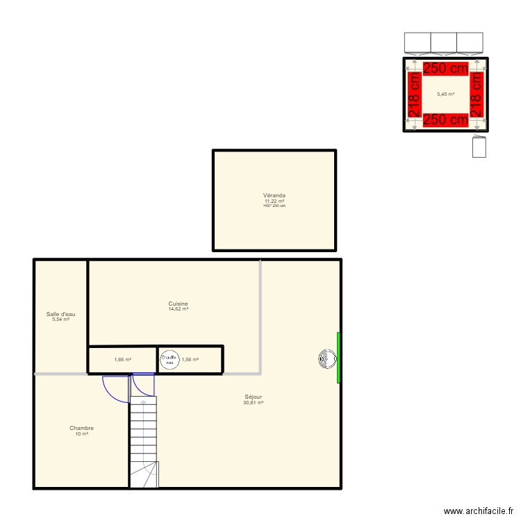 maison bailly. Plan de 8 pièces et 81 m2