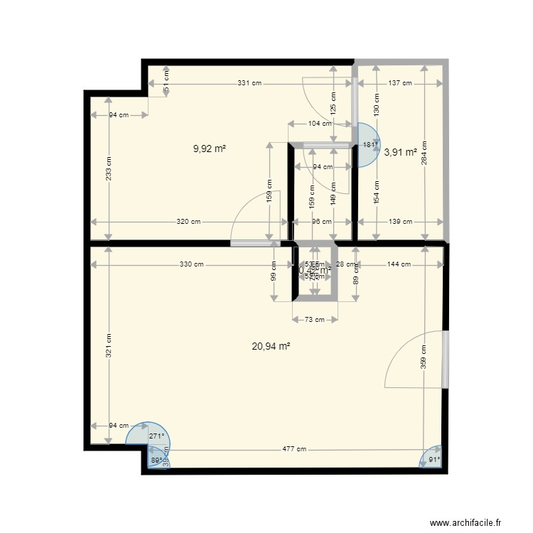 Thonon. Plan de 4 pièces et 35 m2