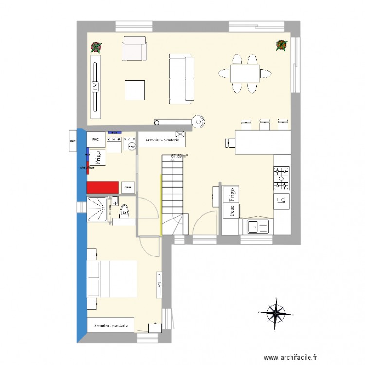 rdc meublé modif. Plan de 0 pièce et 0 m2