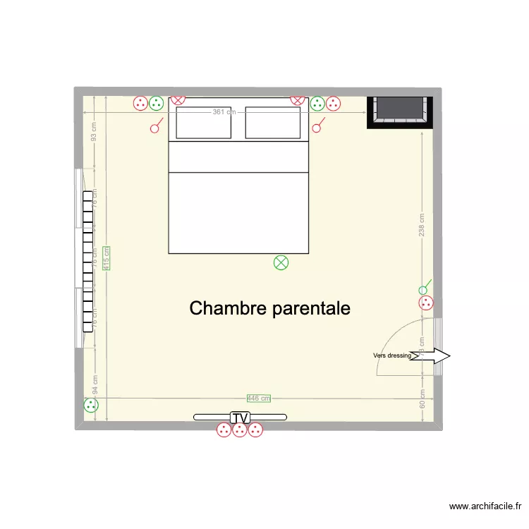 Maison Aische - Chambre parentale - Elec. Plan de 