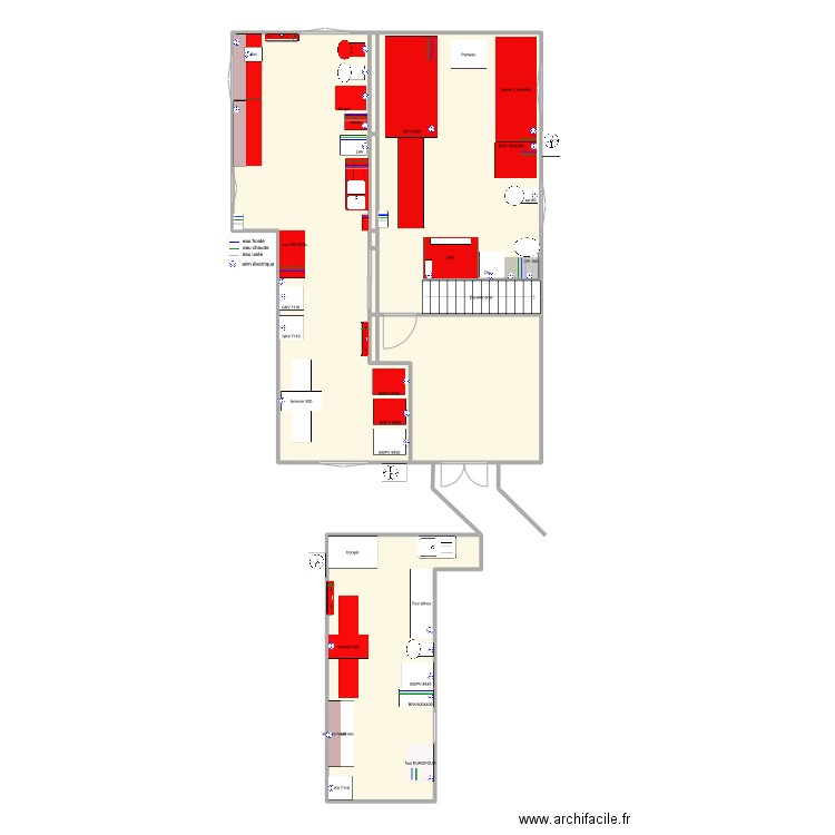 jeannin. Plan de 9 pièces et 135 m2