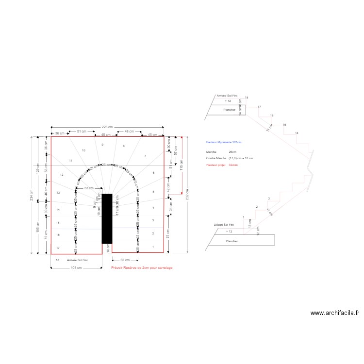 Projet Escalier 2. Plan de 0 pièce et 0 m2