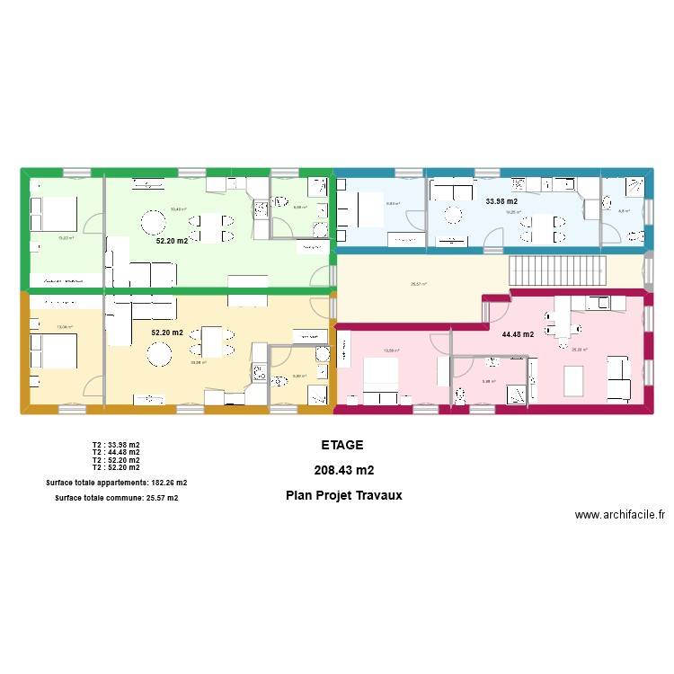 Plan Etage res FLEURY 2. Plan de 13 pièces et 208 m2