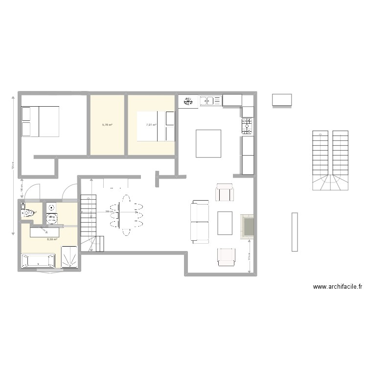 Villau 3. Plan de 4 pièces et 23 m2